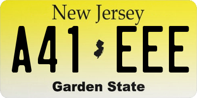 NJ license plate A41EEE