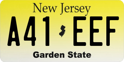 NJ license plate A41EEF