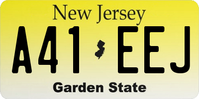 NJ license plate A41EEJ