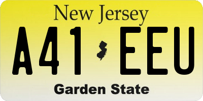 NJ license plate A41EEU