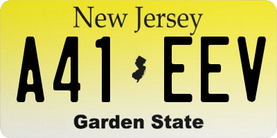 NJ license plate A41EEV