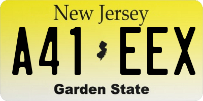NJ license plate A41EEX