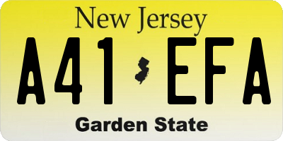 NJ license plate A41EFA