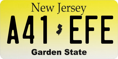 NJ license plate A41EFE