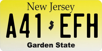 NJ license plate A41EFH