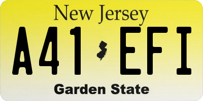 NJ license plate A41EFI
