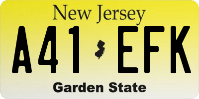 NJ license plate A41EFK