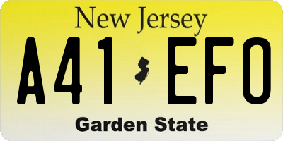 NJ license plate A41EFO