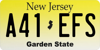 NJ license plate A41EFS