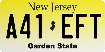 NJ license plate A41EFT
