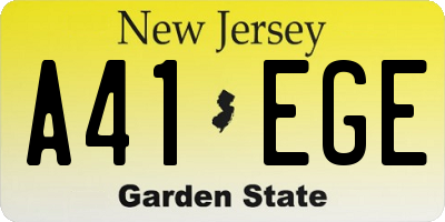 NJ license plate A41EGE