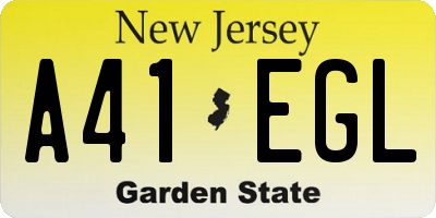 NJ license plate A41EGL