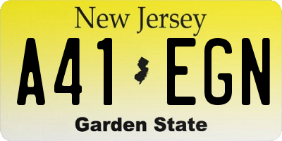 NJ license plate A41EGN