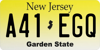 NJ license plate A41EGQ