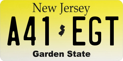 NJ license plate A41EGT