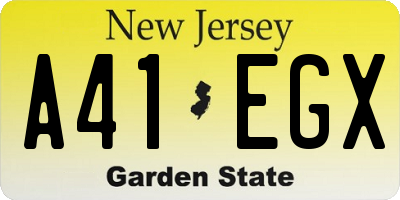 NJ license plate A41EGX