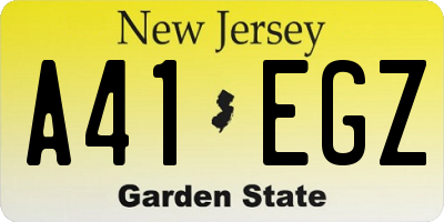 NJ license plate A41EGZ