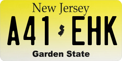 NJ license plate A41EHK