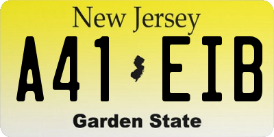 NJ license plate A41EIB