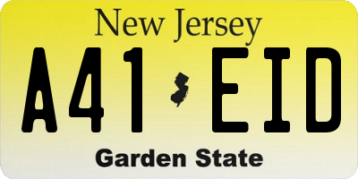NJ license plate A41EID