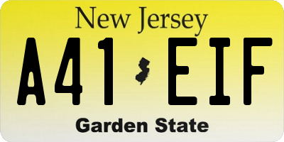 NJ license plate A41EIF