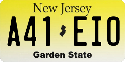 NJ license plate A41EIO