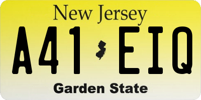 NJ license plate A41EIQ