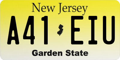 NJ license plate A41EIU