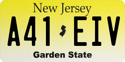 NJ license plate A41EIV
