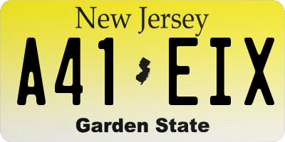 NJ license plate A41EIX