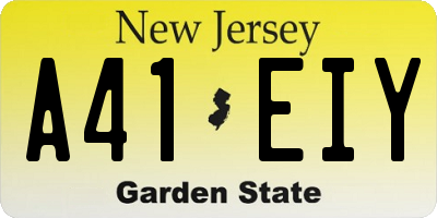 NJ license plate A41EIY