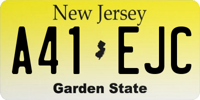 NJ license plate A41EJC