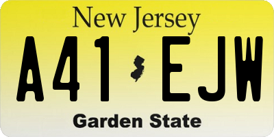 NJ license plate A41EJW