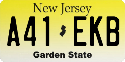 NJ license plate A41EKB