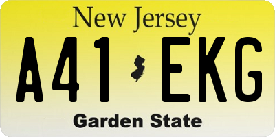 NJ license plate A41EKG