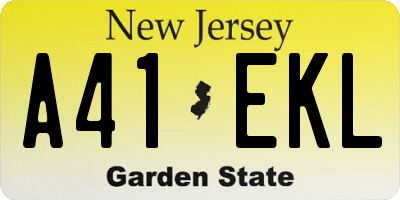 NJ license plate A41EKL