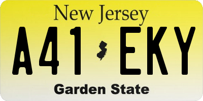 NJ license plate A41EKY