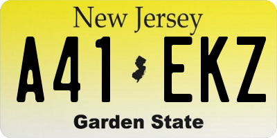 NJ license plate A41EKZ