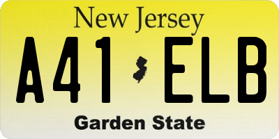 NJ license plate A41ELB