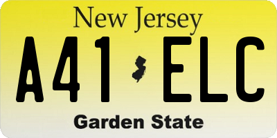 NJ license plate A41ELC