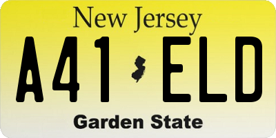 NJ license plate A41ELD