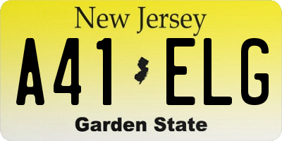 NJ license plate A41ELG