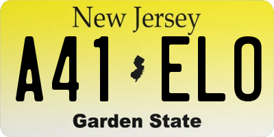 NJ license plate A41ELO