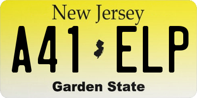 NJ license plate A41ELP