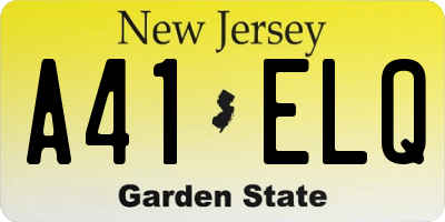 NJ license plate A41ELQ