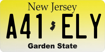 NJ license plate A41ELY