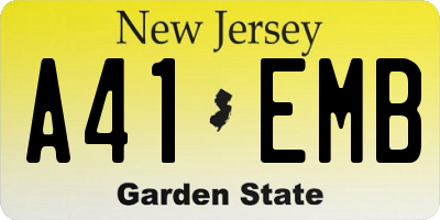 NJ license plate A41EMB