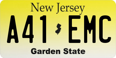 NJ license plate A41EMC