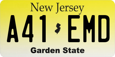 NJ license plate A41EMD