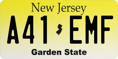 NJ license plate A41EMF